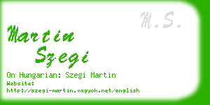 martin szegi business card